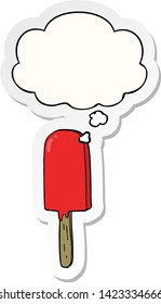 cartoon lollipop with thought bubble as a printed sticker