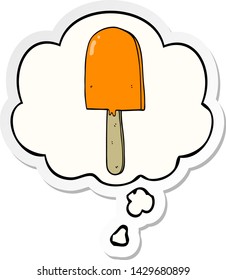 cartoon lollipop with thought bubble as a printed sticker