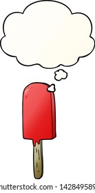 lollipop de dibujos animados con burbuja de pensamiento en un estilo de gradiente suave