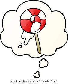 cartoon lollipop with thought bubble in smooth gradient style