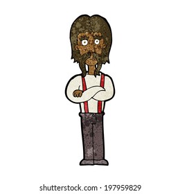 cartoon long mustache man with folded arms