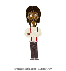 cartoon long mustache man with folded arms