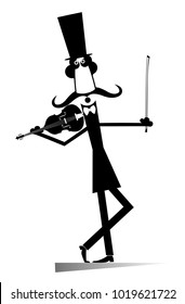 Cartoon long mustache violinist illustration isolated vector