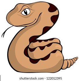 A cartoon looking sidewinder, which is a type of rattlesnake.