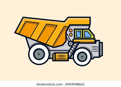 Cartoon lorry or dump truck Construction vehicles. Colorful vector illustration for children.