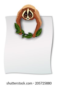Cartoon Lory with Blank Poster. Vector illustration