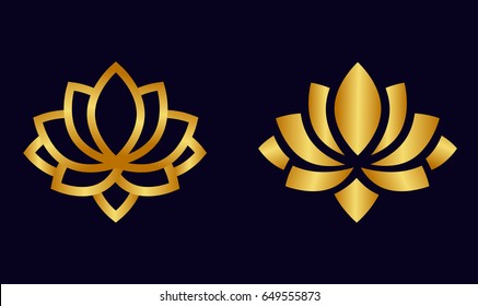 cartoon lotus flower gold set