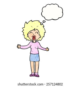 cartoon loud woman with thought bubble