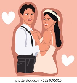 cartoon love darling couple cute pink hug wedding