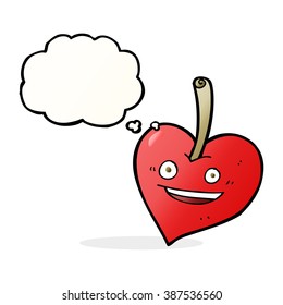 cartoon love heart apple with thought bubble