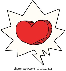 cartoon love heart with speech bubble