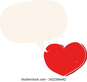 cartoon love heart with speech bubble in retro style