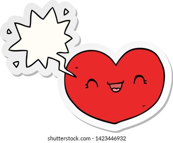 cartoon love heart with speech bubble sticker