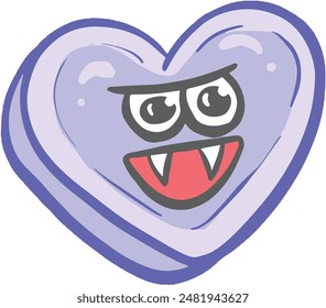 Cartoon Love Heart Sweet Kawaii Style Mascot Character with Funny Face