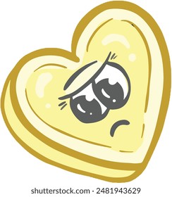 Cartoon Love Heart Sweet Kawaii Style Mascot Character with Funny Face