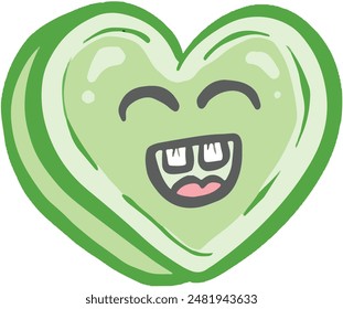 Cartoon Love Heart Sweet Kawaii Style Mascot Character with Funny Face