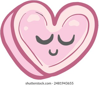 Cartoon Love Heart Sweet Kawaii Style Mascot Character with Funny Face