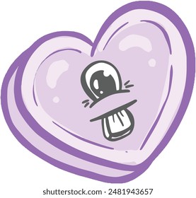 Cartoon Love Heart Sweet Kawaii Style Mascot Character with Funny Face
