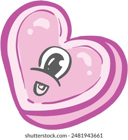 Cartoon Love Heart Sweet Kawaii Style Mascot Character with Funny Face