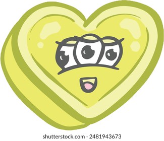 Cartoon Love Heart Sweet Kawaii Style Mascot Character with Funny Face