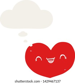 cartoon love heart with thought bubble in retro style