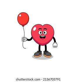 Cartoon of love holding a balloon , character design
