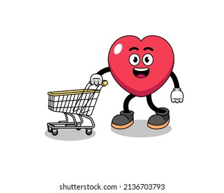 Cartoon of love holding a shopping trolley , character design