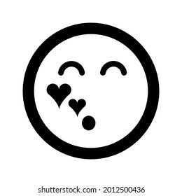 Cartoon love and kiss smile face emoticon icon in flat style