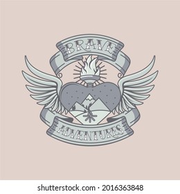 Cartoon Love Shaped Outdoor Adventure And Camping Vector T-shirt Design