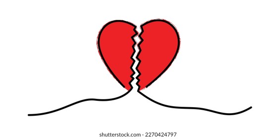 Cartoon love symbol. Heart banner. sutures hearts, line patern. broken, lover icon or pictogram. I love you for 14 february, valentine, valentines day. 