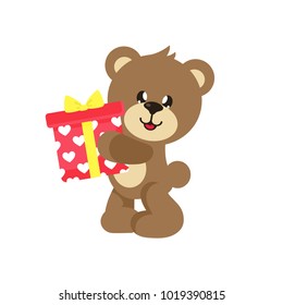 cartoon lovely bear with gift