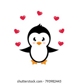cartoon lovely penguin with heart