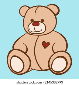 Cartoon lovely Teddy Bear children's toy boy vector line art