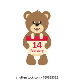 cartoon lovely teddy with calendar