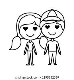 cartoon lovers couple kawaii characters