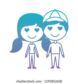 cartoon lovers couple kawaii characters