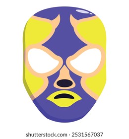 Cartoon luchador máscara representando uma expressão irritada, ideal para projetos relacionados com luta livre, lucha libre, ou cultura mexicana