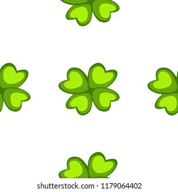 Cartoon lucky four leaf clover seamless pattern