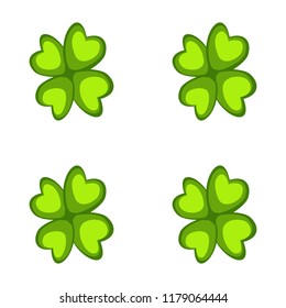 Cartoon lucky four leaf clover seamless pattern