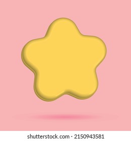 Cartoon lucky star isolated on pink background. 3D rendering with clipping path.