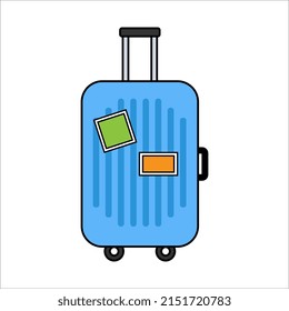 Cartoon Luggage Vector Illustration on White Background
