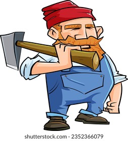 Cartoon Lumberjack with an axe. Created in vectors