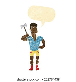 cartoon lumberjack with speech bubble