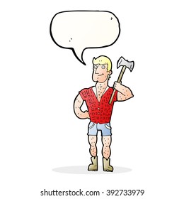 cartoon lumberjack with speech bubble