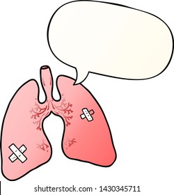 cartoon lungs with speech bubble in smooth gradient style