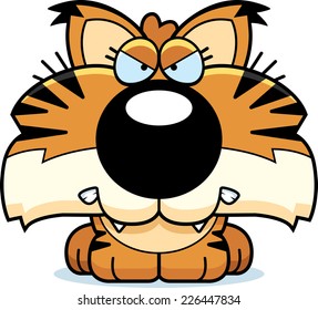 A cartoon lynx cub with an angry expression.