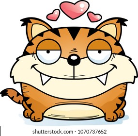 A cartoon lynx cub with an in love expression.