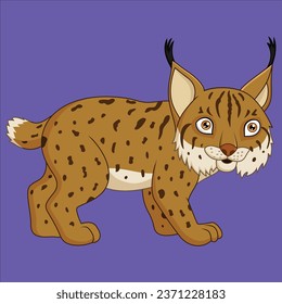 Cartoon lynx isolated animal character design illustration
