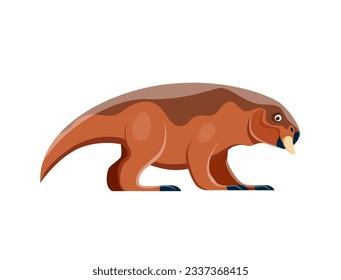 Cartoon Lystrosaurus dinosaur character, cute dino of kids Jurassic park, vector toy animal clipart. Funny cartoon Lystrosaurus dinosaur character or extinct animal, paleontology educational symbol