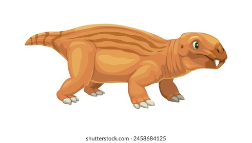 Cartoon lystrosaurus dinosaur character. Isolated vector prehistoric dino animal, stubby, herbivorous reptile from the early Triassic period, distinguished by its beak-like snout and tusks